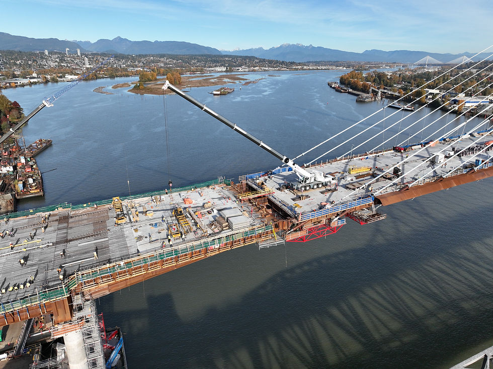 stal̕əw̓asəm Bridge aerial construction view.