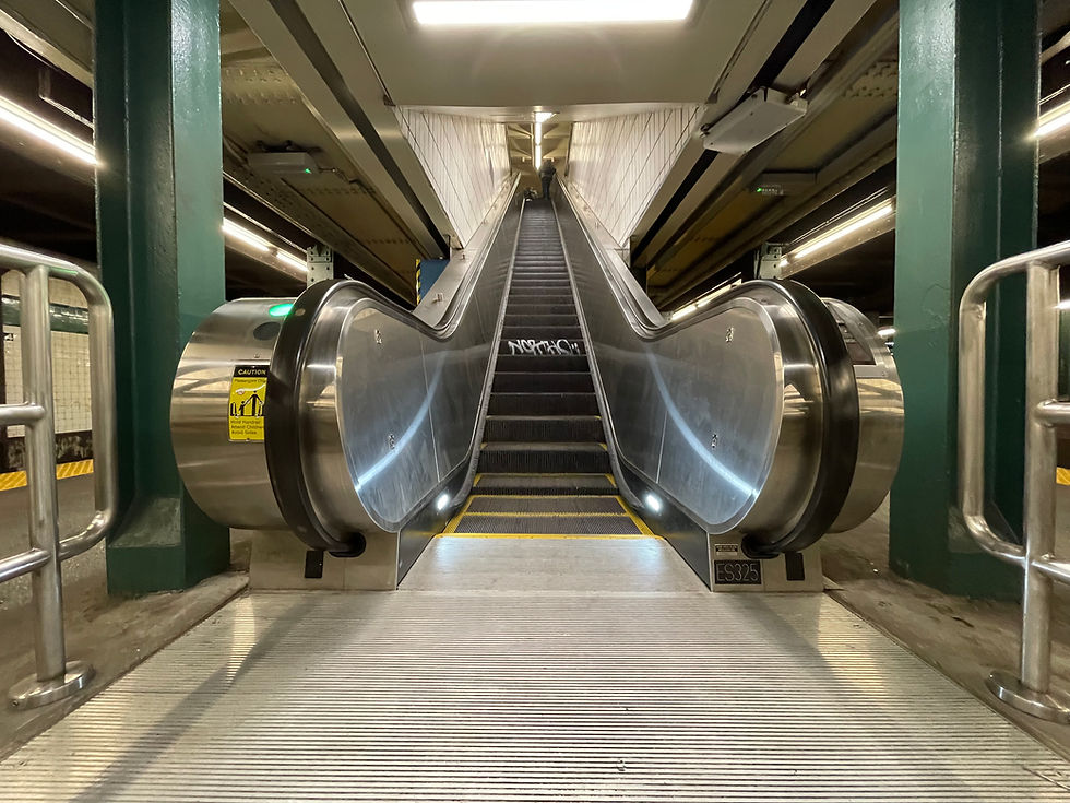 Newly designed escalator operating in NYC subway station