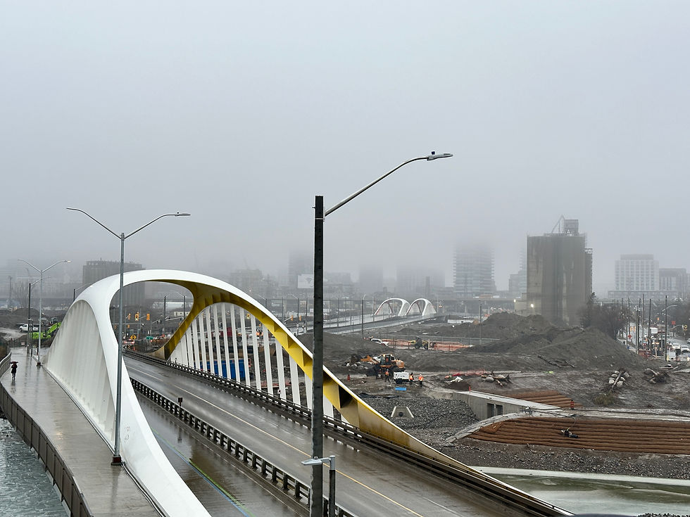 Cherry St. South Bridge with the newly opened Cherry St. North Bridge and roadway in the distance (photo credit: Misha Vickar)