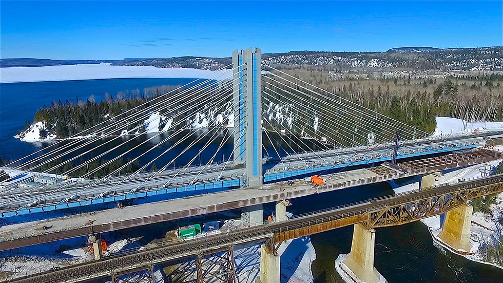 View Towards the North: New Bridge to North (top), Existing Bridge in Centre, Existing Rail Bridge to South (bottom).