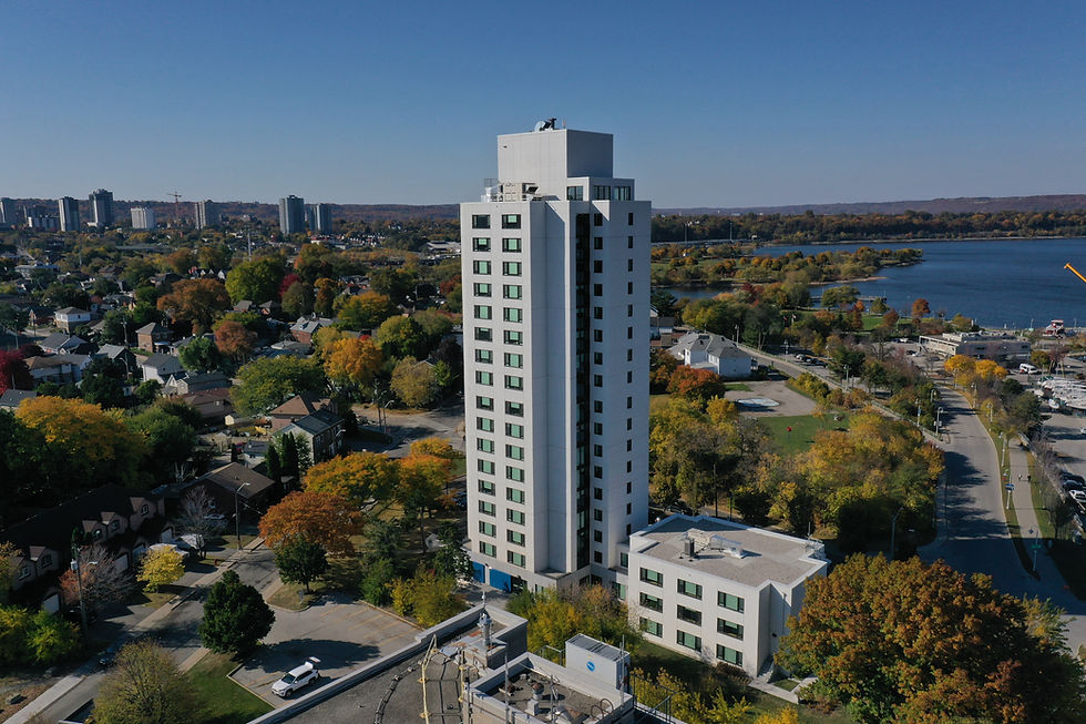 Drone shot of Ken Soble Tower, courtesy of Terresky.