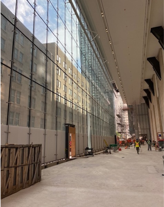 Toronto site visit – curtain wall and green roof underway.