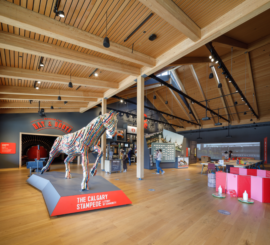 Interior photo of the Sam Centre in Calgary, featuring museum exhibits.