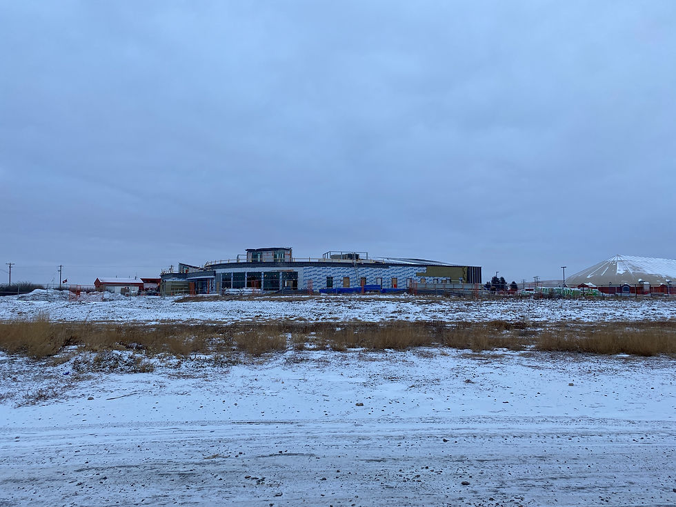 Construction underway with teams navigating extreme winter weather conditions.